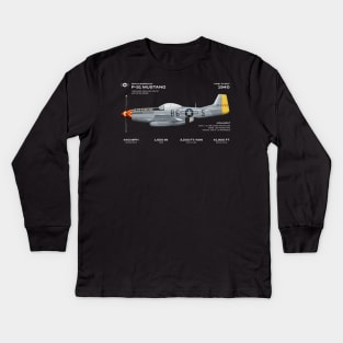 North American P-51 Mustang world war 2 fighter plane Kids Long Sleeve T-Shirt